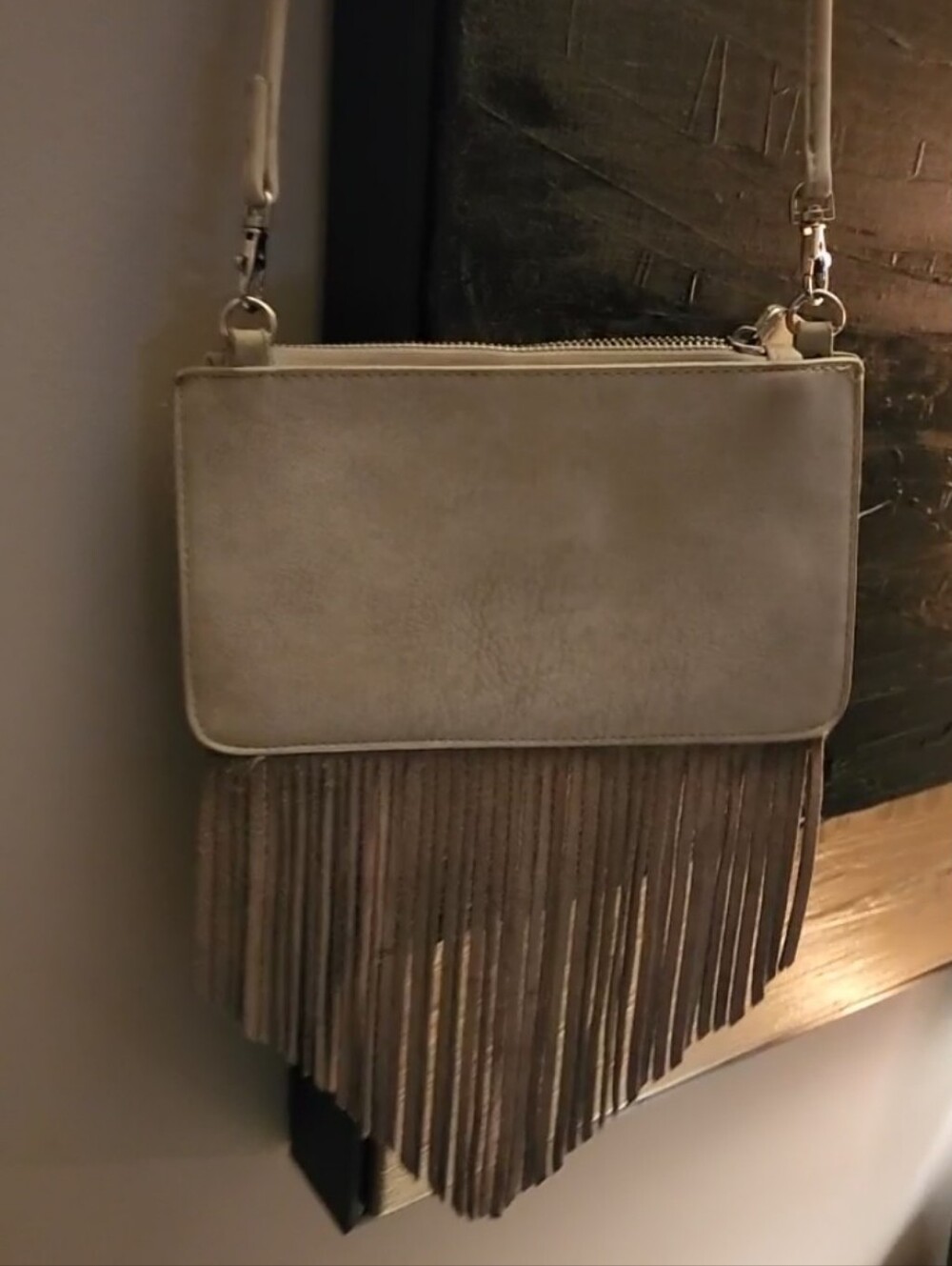 Free People Suede Fringe Crossbody Bag, Detachable Strap